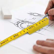 1pc Multi-Function ABS Plastic Folding Ruler, 50cm/19.69in Long, 10-Fold, Compact With Keychain, Portable Multi-Use Folding Ruler Drawing Tool, Student Measuring Ruler - 50cm Pendant - View 3