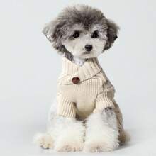 UFBemo 1pc Beige Cable Pattern Soft Pet Sweater, Warm Clothing Suitable For Autumn/Winter, For Medium To Small Dogs And Cats - Beige - View 6