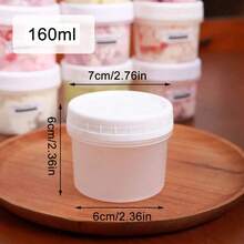 12 Pcs 160ml Plastic Screw Lid Jars, Leak-Proof Reusable Round Freezer/Dishwasher Food Storage Containers For Meal Prep, Ice Cream, Yogurt, Pudding, Salad - Includes 12 Jars + 12 Lids (Summer Picnic, Party Favors) - Multicolor - View 12