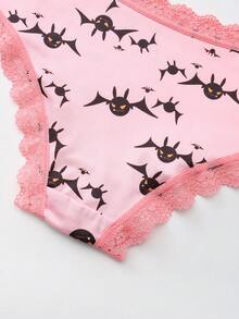 Dircho 5件套女士趣味梦幻印花内裤套装 - 柔软透气三角裤，粉色蕾丝边饰，可爱神秘图案，适合日常及节日穿着 - 彩色 - 查看 3