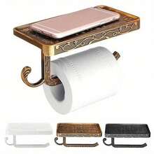 Antique Engraving Zinc Alloy Bathroom Shelf Bathroom Towel Rack Toilet Paper Holder Mobile Phone Holder Tissue Box - Multicolor - View 1