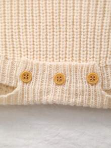 Infant Minimalist Bear "One" Letter Embroidery Knit Suspender Romper, Casual Versatile, Suitable For Daily Wear - Apricot - View 5