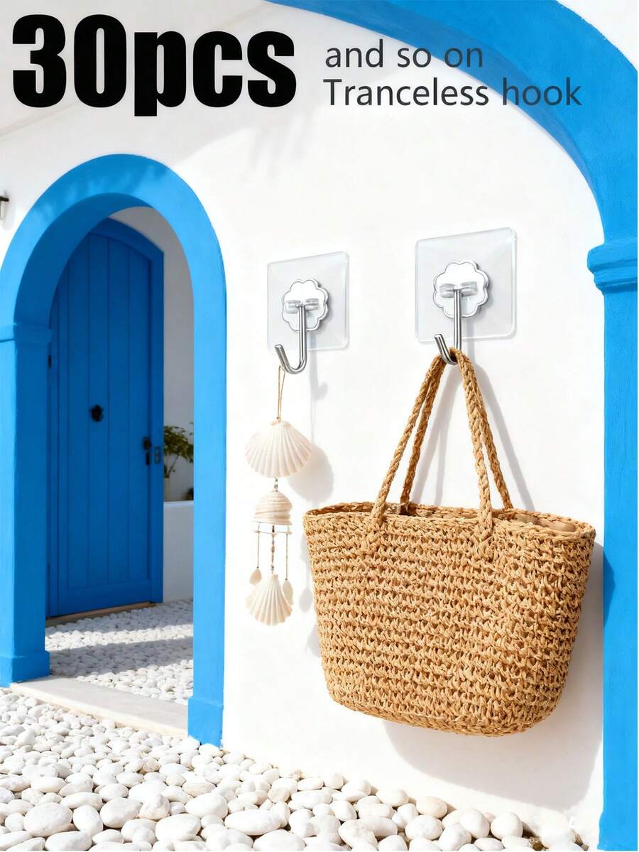 Heavy-Duty Traceless Adhesive Wall Hooks - Waterproof Nail-Free Hooks, Strong Load-Bearing For Bathroom Toilet, Hanging Towels/Razors/Shower Caddies, No-Drill Storage Hooks For Kitchen - Multicolor - View 1