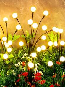 1pc 6/8/10 LED Warm Light Solar Firefly Garden Decor Light, Waterproof Outdoor Solar Garden Lights For Yard Path, Patio Lawn Decoration