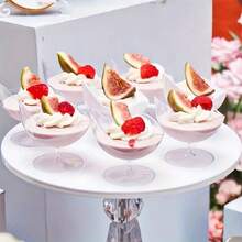 60/90ml Ball-Shaped Dessert Cups, Ice Cream Cups, Mousse Cups, Asymmetric Edge Dessert Bowls, Party-Ready Containers For Ice Cream And Sweets, Boxed Set - Transparent - View 2