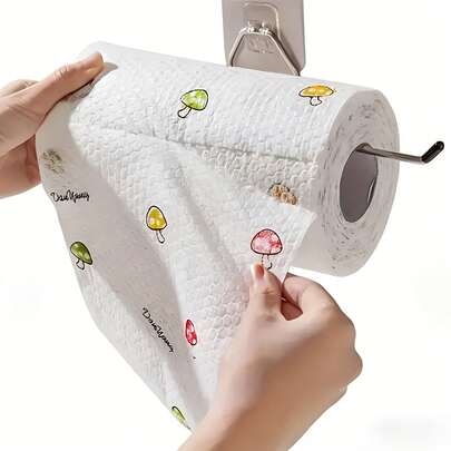 1 قطعة 2 لفة (800 ورقة) مناشف ورقية مطبخ يمكن التخلص منها، قطع قماش تنظيف المطبخ، قماش كسول، قماش ماص، لاستخدام الرطب والجاف، مناشف ورقية إزالة الدهون، لوازم المطبخ، لوازم حفلة عيد الميلاد (أنماط متنوعة)