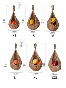 6/3/1pcs Set Wall Hanging Woven Baskets, Bohemian Style, Creative Water Drop Shape, Suitable For Vegetables, Fruits, Kitchen Storage Baskets, Also Fit For Holiday Decoration, Kitchen Storage Bags, Hanging Storage Baskets, Storage Bags, Kitchen Decor Storage Bags - Multicolor - View 10