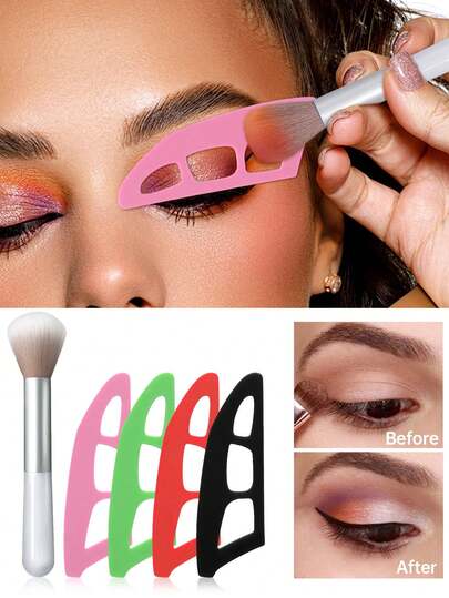 2pcs Eye Makeup Auxiliary Tools + Eyeshadow Brush, Eyeshadow Stamp Template, Multifunctional Silicone Eyeshadow Tools, Eyeshadow Assistant, Eyeshadow Tools And Makeup Brush, 1pc Eyeshadow Brush, Makeup Tools, Beauty Tools, Beginner Eyeshadow Assistant, Eyeshadow Beauty Tools, Suitable For Beginners