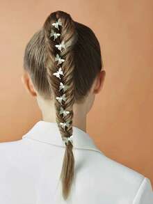 10pcs Silver Butterfly Hair Rings, Mini Butterfly Hair Clips Suitable For Braids, Wigs, Extensions - Silver - View 5