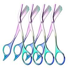 Bello Paratu 2/4pcs Stainless Steel Eyebrow Trimmer Scissors With Comb, 2-In-1 Eyebrow Grooming Tool - Multicolor - View 7