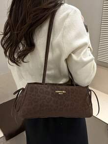 豹纹法式长棍单肩包，大容量，独特设计，高端质感 - 彩色 - 查看 2