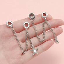 1件时尚个性化银色心形、贝壳、星星多元素合金休闲安全链，适合DIY手链、腕带、项链吊坠 - 彩色 - 查看 5