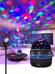 Guanova 1pc USB Plug-In Starry Sky Projector, Crystal Projector, Auto Rotation, USB Powered, Night Light, Projection Lamp, Suitable For: Bedroom, Game Room, Home Theater, Ceiling, Room Decor, Camping, Wedding Decor, Bedroom Decor - Projector Lamp - View 4