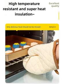 Thick Heat Resistant Cotton Gloves, Insulated Oven Mitts For Kitchen, Microwave, Baking, Cooking - White - View 4