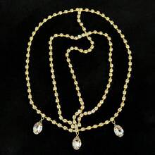 1pc Crystal Water Drop Shaped Headchain, Minimalist Headband Hair Chain Headpiece, Hair Accessory, Wedding, Hair Jewelry - Multicolor - View 3