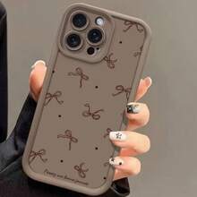 Case For IPhone 17 Pro Max 16 Plus 15 14 13 12 11 Air E Bowknot Pattern Drop Protection Shockproof Soft Silicone Smartphone Cover For IPhone 17 Pro - 酒紅色 - 查看 8