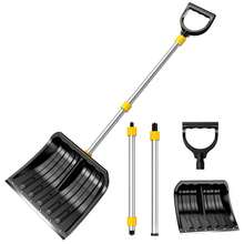 Large Snow Shovel 1400 Mm, Snow Pusher 470 Mm Wide With Thickened Aluminum Tube Shaft, D-Shaped Handle And Removable Three-Piece Long Handle, Suitable For Cars, Walkways, Patios - A - View 1