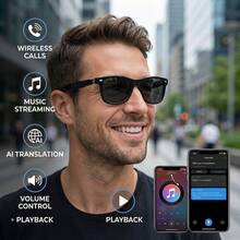 SENBONO 2026 Neue KI-Übersetzungs-Smartbrille, Multifunktionale Audio-Brille, Konversationsübersetzer, Freisprechfunktion, Geräuschunterdrückende Kopfhörer und Brille 2-in-1, mit eingebautem Mikrofon und Lautsprechern ausgestattet, unterstützt Lautstärkeregelung, Musikwiedergabe und Freisprechfunktion, geeignet für Radfahren, Reisen - Verschiedenfarbig - Übersicht 5