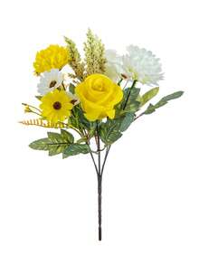 1件人造菊花球玫瑰花束，適合臥室、廚房裝飾，DIY花環，秋季裝飾，室內/室外裝飾，桌面裝飾，婚禮裝飾，人造植物，教師禮物，女性禮物 - 黃色 - 查看 6