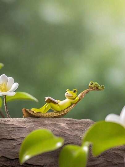 1pc Cute Animal Frog Statue, Resin Flower Pot Tortoise Figurine, Suitable For Outdoor Decor, Multi-Function Room Decoration, No Electricity Required