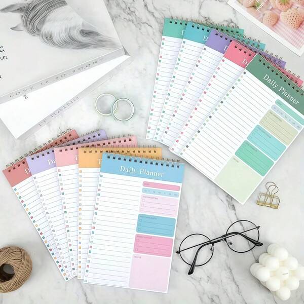1Pc Daily Planner Notepad Pack - 5" X 8" Task Organizer With 30 Sheets For Academic Planning, Fitness Journal, School Supplies - Featherless, Suitable For Ages 14+, Paper Material, College Ruled With Special Organizational Features, Various Themes