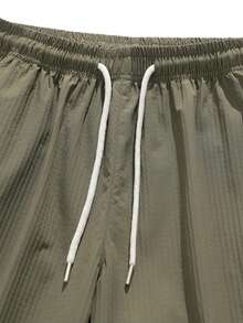 男士夏季休闲运动短裤，带抽绳和口袋，适合徒步、骑行和球类运动，是送给男朋友的理想礼物。 - 軍綠色 - 查看 5