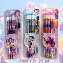 12支装 2025 韩国女子组合驱魔少女系列大号可擦铅笔，含3个卷笔刀，卡通K-Pop图案，学习铅笔，K-Pop文具 - 彩色 - 查看 2