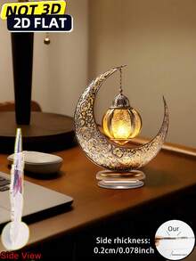 2D plano, decoraciones acrílicas elegantes de Eid - forma de media luna clásica, adecuadas para Ramadán y celebraciones islámicas, decoración del hogar y la cocina para fiestas, decoraciones de Ramadán | Decoración de patrones complejos | Estética tradicional, adecuada para 11 festivales Accesorios de escritorio de oficina Accesorios de escritorio Suministros de oficina Decoración de oficina - vistoso - Ver 6