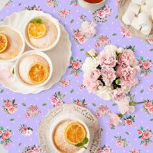 Kinlop 6 Pcs Plastic Round Tea Party Tablecloths 70\ Floral Table Cloth Decorative Disposable Outdoor Flower Table Cover Disposable Summer Tabletop For Partys Picnic (Tea Party,Cute Color) - 66茶黨 - 查看 6