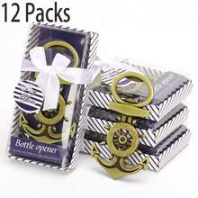 12pcs/Set Rudder Bottle Opener, Most Popular Ocean Wedding Party Favors, Ocean Themed Bottle Opener, Beach Party, Bridal Shower Gifts, Birthday Party Favors, Decorations And Souvenirs, Wedding Favors And Gifts, Valentine's Day Gifts, Kitchen And Bar Supplies - Silver - View 14