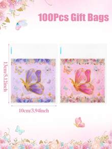 50/100个粉紫色蝴蝶图案自封糖果袋、礼品袋、礼品包装袋、零食袋、包装袋，适用于粉紫色蝴蝶主题婴儿派对装饰、婴儿派对装饰、饼干烘焙袋、甜甜圈袋、新娘送礼会回礼、性别揭晓派对用品、一周岁生日派对装饰、女宝宝派对用品、公主派对用品、女宝宝送礼会回礼。 - 粉紅紫蝴蝶 - 查看 11