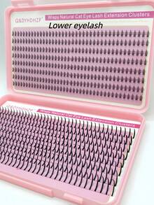 320片/套 尖头假睫毛，0.07 C.D 卷度，12-18mm 混合哑光黑色睫毛，预制睫毛簇，单根睫毛 - 黑色 - 查看 22