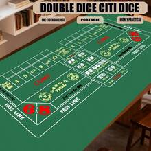 21 Jogo de Blackjack e Dados 90cm*180cm Tecido Impresso Dupla Face, Fonte Legível, Adequado para Reuniões Familiares, Viagens ao Ar Livre, Sala de Jogos, Portátil - Verde - Visão 2