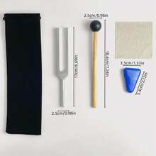 一套432Hz脉轮音叉，含槌子和便携盒 - 声疗、瑜伽、冥想和放松工具 - 银色 - 銀色 - 查看 10