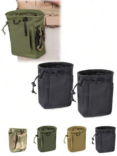 战术收纳袋 狩猎弹匣回收袋 便携式腰包 户外露营用具收纳袋 弹药倾倒袋 抽绳弹药袋 男女通用 户外野餐露营杂物收纳 露营必备配件