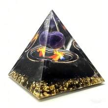 1 Peça Bola de Cristal do Anjo Jesus Pirâmide de Orgônio de Resina, Feita de Contas de Ametista Natural e Cristais de Obsidiana Preta, Usada para Aliviar o Estresse, Melhorar os Canais de Energia, Promover a Condução de Energia e Auxiliar a Meditação Curativa, Atrai Sorte e Sucesso - Um Presente Ideal para Decoração de Carro e Casa. - Preto 1 peça - Visão 5