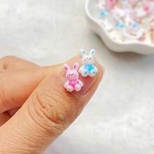 46件套逼真树脂可爱迷你卡通兔子美甲装饰品，高品质平底配件，适用于DIY美甲、剪贴簿、珠宝制作，是情人节、复活节、母亲节的理想礼物。 - 彩色 - 查看 7