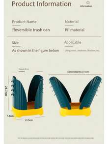 1pc Modern Expandable Trash Can, Adjustable Slim Garbage Bag Holder, Space-Saving Waste Bin For Kitchen, Bathroom & Office - Multicolor - View 2