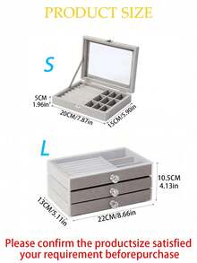 1个高级珠宝收纳盒，防氧化耳环、项链、戒指展示架，带天鹅绒内衬，亚克力材质