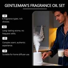 Men's Aromatherapy Essential Oil Set - 6 Long-Lasting Scents (Oud, Tobacco, Sandalwood) For Home Diffuser, DIY Candles & Creating A Masculine & Inviting Atmosphere - Multi Scents - View 9