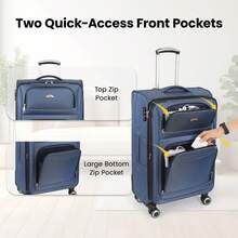 NEW YORK XPRESS Lightweight Water-Resistant Softside Spinner Luggage With Secure TSA Lock,Expandable Design & Organized Interior,Suitable For Long Or Short Travel - 藍色 - 查看 4