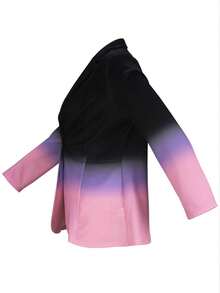 Áo khoác blazer dệt kim ombre cỡ lớn, cổ ve áo, tay dài, dáng regular fit, nhẹ và thoải mái cho kỳ nghỉ. - màu đen - Xem 8