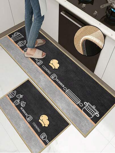 3.5mm Thick Linen Kitchen Mat, Soft Rubber Backed Absorbent Kitchen Rug, Farmhouse Style Carpet, Edged To Prevent Peeling, Water-Absorbing And Easy To Clean, Linen Surface With Foam Middle And Rubber Bottom, Suitable For Kitchen, Bathroom, Laundry Room, Entryway, Living Room And More