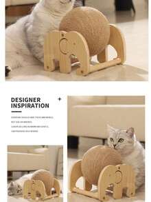Vertical Cat Scratching Post, Durable Sisal Scratching Ball, Cat Self-Entertainment Toy, Cat Supplies (Requires Assembly) - Elephant Design - View 4