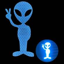 1pc Reflective Alien Car Sticker, Driving Warning Reflective Decal For Night - Alien - View 6