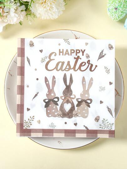 20 piezas Servilletas de papel con diseño de conejo de Pascua, Servilletas desechables con patrón de conejo de Pascua feliz, Servilletas de papel para cena de Pascua, Suministros para fiesta de Pascua, Decoración de Pascua, Decoración del hogar, Suministros de cocina y comedor de Pascua, Vajilla para fiesta de Pascua, Decoración de mesa para fiesta de Pascua, Decoración de fiesta de Pascua y primavera, Decoración de fiesta de Pascua feliz, Regalo de Pascua, Recuerdo de fiesta