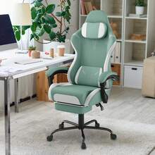 Gaming Chair, Computer Chair, Swivel Gaming Chair With Massaging Lumbar Cushion, Ergonomic Office Chair With Armrests And Headrest - Green - View 5