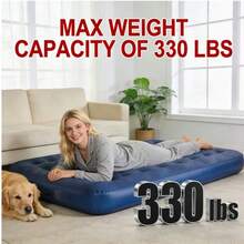 75.1英寸双人/单人充气床垫，露营床垫，睡垫和折叠床垫，适用于露营、家庭和旅行——舒适、柔软且易于收纳，适合成人和客人，露营，礼品 - 藏蓝色 - 查看 7