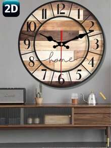 1pc 10-12 Inch Wooden Wall Clock, Silent Operation - Creative & Interesting Design, Suitable For Home Decor And Gifts, Battery Powered (Batteries Not Included), Room Decor - Multicolor - View 10