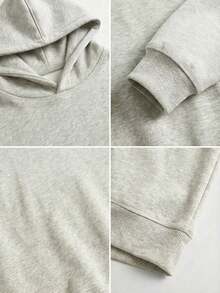 Minimalist Design Women Loose Fit Long Sleeve Pullover Sweatshirt, Suitable For Autumn, Winter, Spring, Casual Wear, Halloween Costume, Gray Sweatshirt, Fashion - Light Grey - View 7